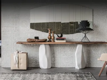 Consolle con piano in legno massello e gambe in cemento verniciato Rapa Nui di Cattelan Italia