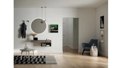 Mobile ingresso con cassetto integrato in lavvato opaco e Rovere Castoro Sessanta 04 di Birex