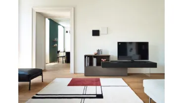 Mobile Porta Tv Lampo Open 5 in impiallacciato Rovere Carbone e materico Loto Terra di Sangiacomo