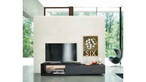 Mobile Porta Tv in legno Noce Canaletto con inserti in metallo Costes di Cattelan Italia