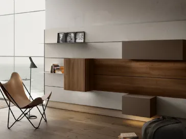 Mobile sospeso Living 01 in Noce e laccato opaco di Arredo3