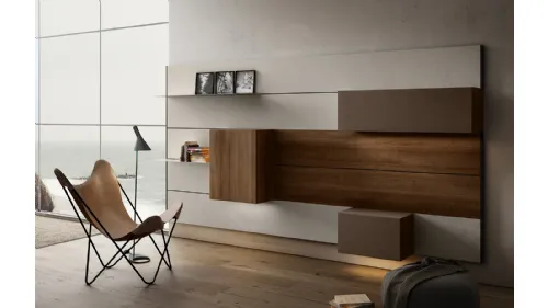 Mobile sospeso Living 01 in Noce e laccato opaco di Arredo3
