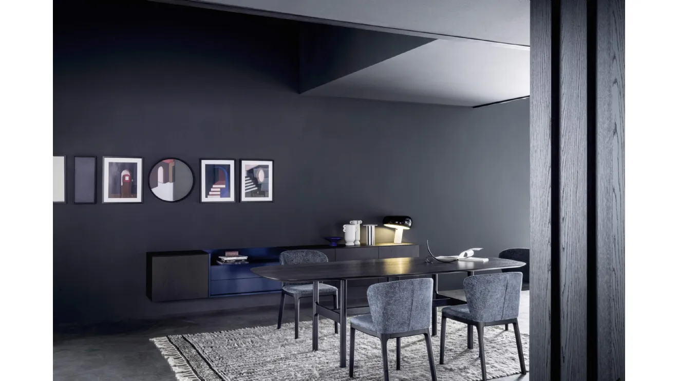 Mobile sospeso Madia Box 18 01 in Rovere Carbone e laccato opaco di Novamobili
