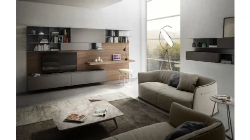 Parete Attrezzata Living 07 in laminato Grigio Londra di Arredo3