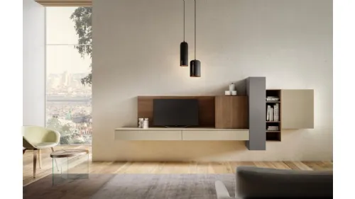 Parete Attrezzata Living 08 in laccato opaco e legno di Arredo3