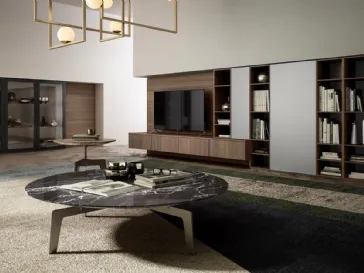 Parete Attrezzata Living 09 in legno, laccato opaco e vetro di Arredo3