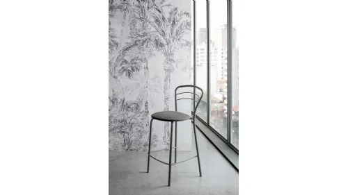 Sgabello Bogota con struttura in metallo verniciato e seduta imbottita e rivestita in morbido tessuto Soft Touch Vintage di Target Point