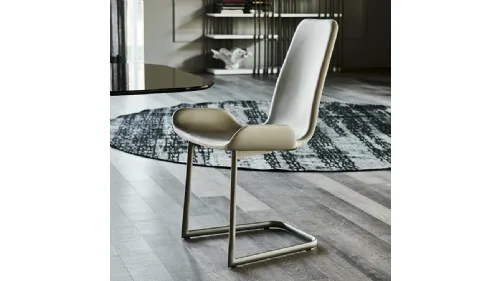 Sedia in pelle con struttura in acciaio Flamingo Cantilever di Cattelan Italia