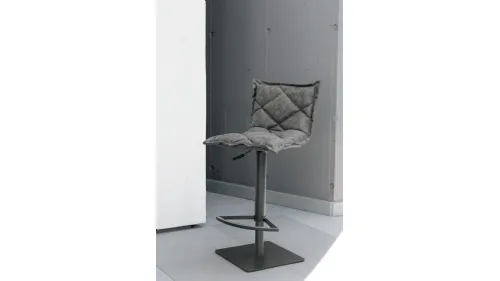 Sgabello regolabile in altezza con struttura in metallo verniciato e seduta in tessuto imbottito e trapuntato Soft Touch Vintage Digione di Target Point