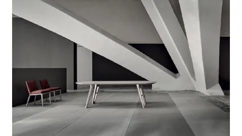 Tavolo ovale in legno massello con intarsio centrale nero Axel di Frigerio