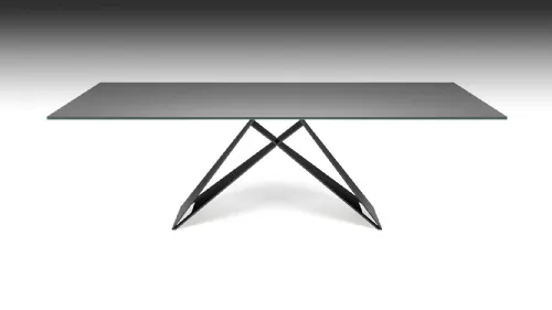 Tavolo con piano in cristallo verniciato graphite e gambe in acciaio Premier di Cattelan Italia