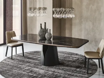 Tavolo in ceramica con base rotonda in acciaio Giano Keramic Premium di Cattelan Italia