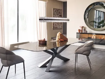 Tavolo in vetro decorato con finitura bronzea Lancer Moonglass di Cattelan Italia