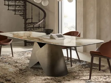 Tavolo in ceramica con base in metallo Scott Keramik di Cattelan Italia