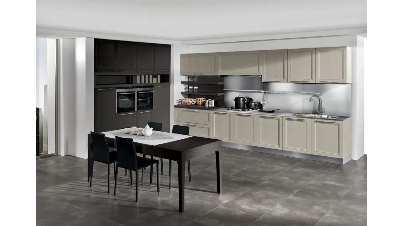Cucina Classica lineare Itaca in Frassino massello decapè e laccato a poro aperto di Arredo3