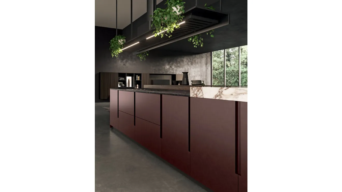 Cucina Design in laccato opaco e top in gres Vogue di Binova