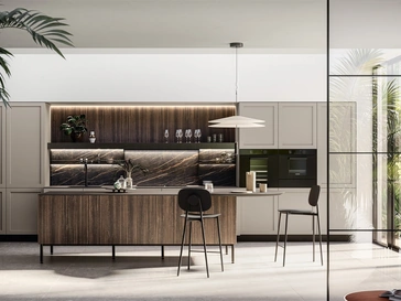Cucina Moderna con isola Alma 01 in pet e laminato di Arredo3