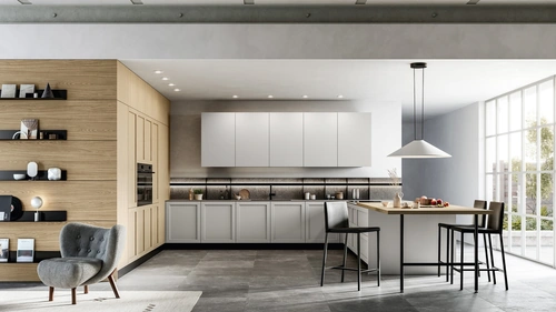 Cucina Moderna con penisola Alma 02 in pet e laminato di Arredo3