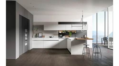 Cucina Moderna Glass 2 0 01 con penisola di Arredo3