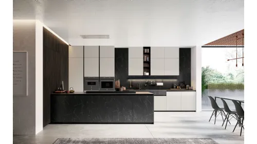 Cucina Moderna Glass 2 0 03 con penisola di Arredo3