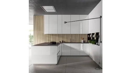 Cucina Moderna Glass 2 0 04 con penisola di Arredo3
