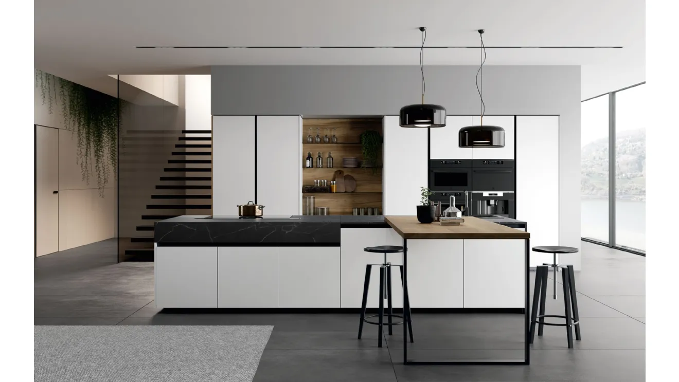 Cucina Moderna Glass 2 0 06 con isola di Arredo3