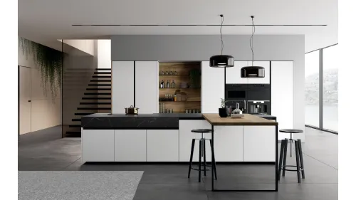 Cucina Moderna Glass 2 0 06 con isola di Arredo3