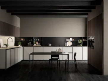 Cucina Moderna angolare Kronos in vetro Nebbia opaco di Arredo3