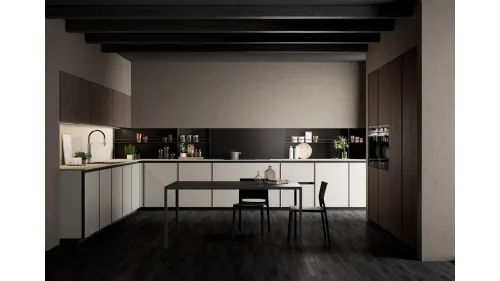 Cucina Moderna angolare Kronos in vetro Nebbia opaco di Arredo3